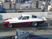 White And  Maroon Corvette Drag Car